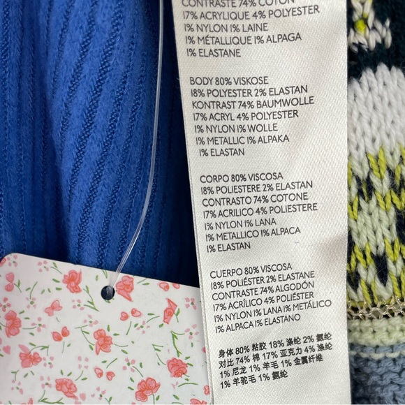 NWT Free People Blue Bell Combo Sweater Size XL - Picture 7 of 7